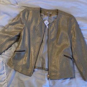 NWT Ann Taylor Loft Metallic Crop Jacket XS Gold
